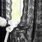 YJ YANJUN Vintage Lace Curtains 63 Inch Length-Victorian Floral Pattern Black by YJYANJUN