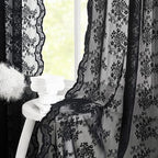 YJ YANJUN Vintage Lace Curtains 84 Inches Long-Victorian Floral Pattern Black by YJYANJUN