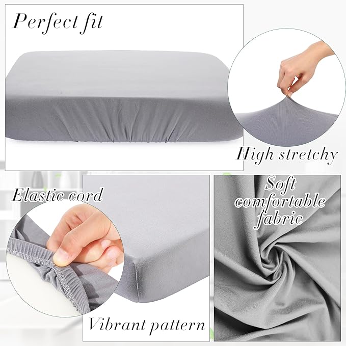 Newwiee Set of 4 Stretch Patio Cushion Covers Sofa Couch Seat Chair Slipcovers - Image 3