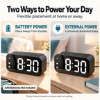 Alarm Clock Small Digital Desk for Bedrooms Bathroom Battery Operated Bedside Travel Powered Teens with Backup Simple Loud Nightstand Mini Large Display Table Desktop Office Shelf Seniors Portable LED