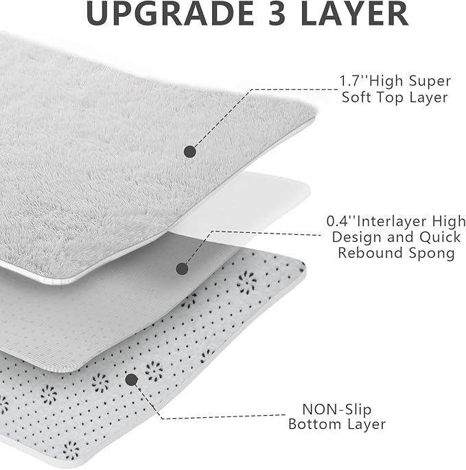 Shag Area Rugs for Bedroom Living Room, 4X6 Ultra Soft White Fluffy Area Rugs - Image 6