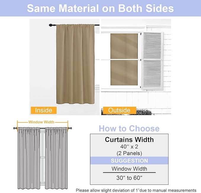 Simplebrand Ava Taupe Short Blackout Curtains - Image 8