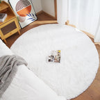 Ghouse Faux Rabbit Fur Round Rug 8ft White Round Rugs - Image 2