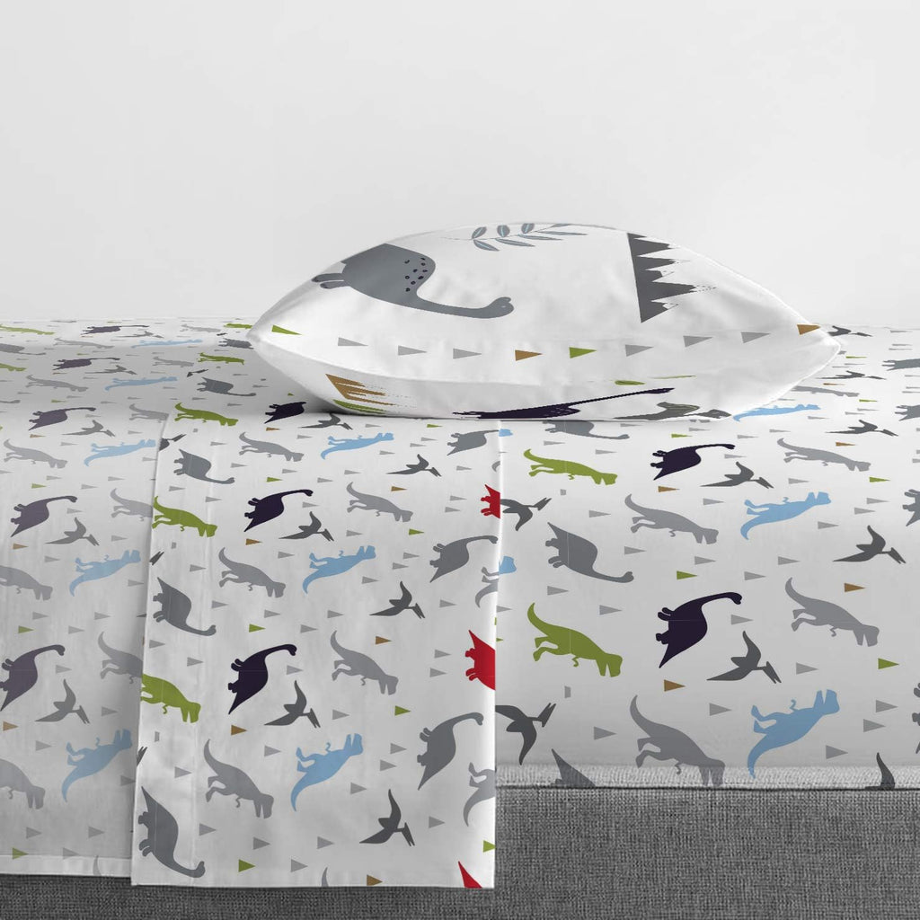Trend Collector Dinosaur Twin Comforter Set 5 Piece Kids Bedding, Gray