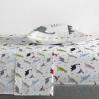 Trend Collector Dinosaur Twin Comforter Set 5 Piece Kids Bedding, Gray