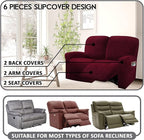 ULTICOR Reclining Love Seat Slipcover, 6-Piece Velvet Stretch Loveseat - Image 2