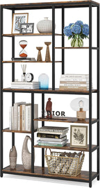 Tribesigns 79 inches Tall Bookshelf Bookcase, 8-Tier Staggered Bookcase, Modern Freestanding Open Book Shelves, Wide Wood Etagere Shelving Unit Display Shelf for Living Room