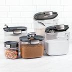 ProKeeper+ Airtight Food Storage Container Set – Clear Plastic Flour and Sugar Canister Set with Magnetic Accessories for Kitchen Organization (Grey, 9-Piece)