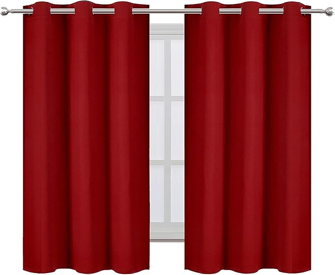LEMOMO Red Blackout Curtains 42 x 54 Inch Length Set of 2 Panels Grommet - Image 2