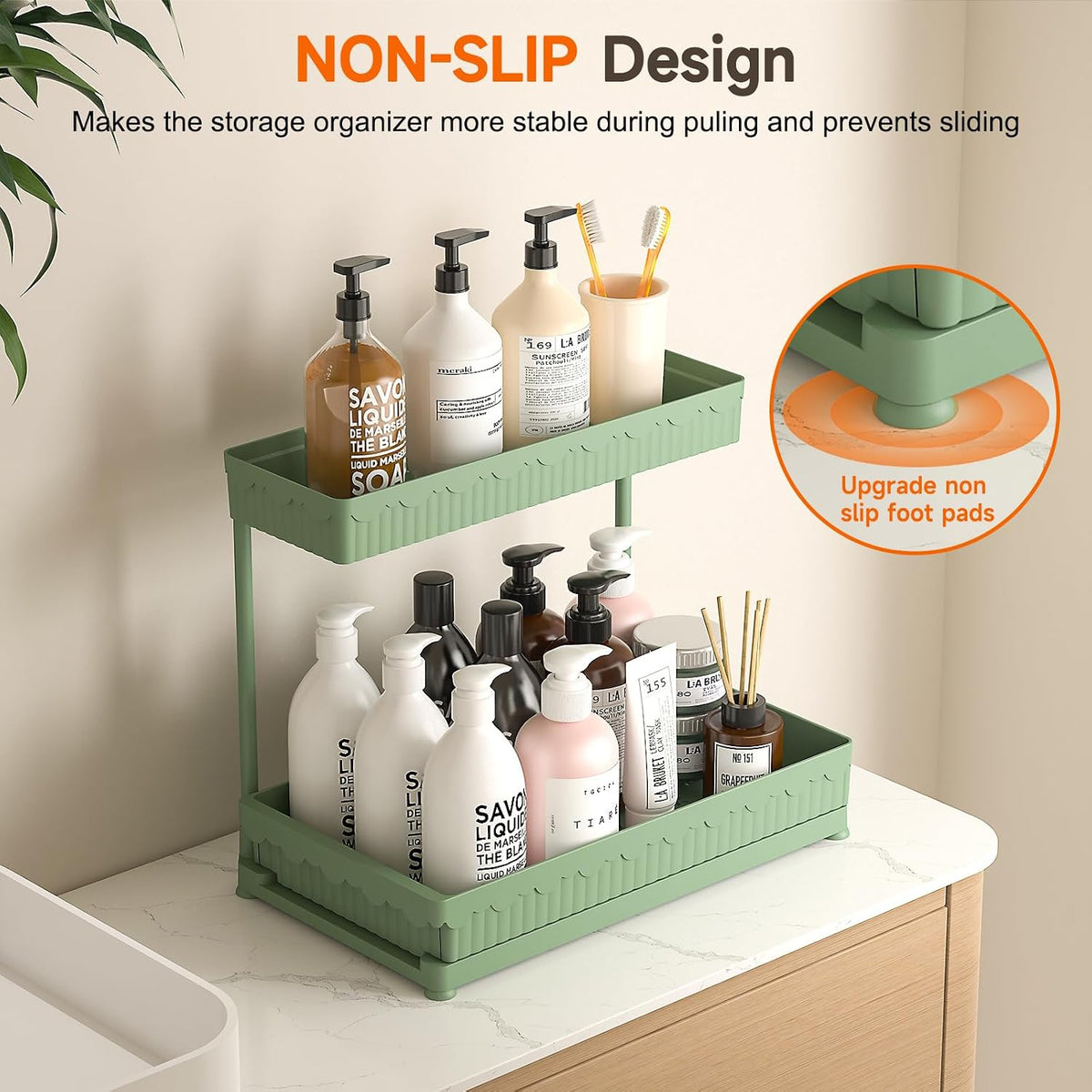 Sevenblue 3-Pack 2-Tier L-Shaped Under Sink Organizers with Sliding Drawers