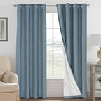 H.VERSAILTEX Linen Blackout Curtains 108 Inches Long 100% Blackout Thermal by HVERSAILTEX