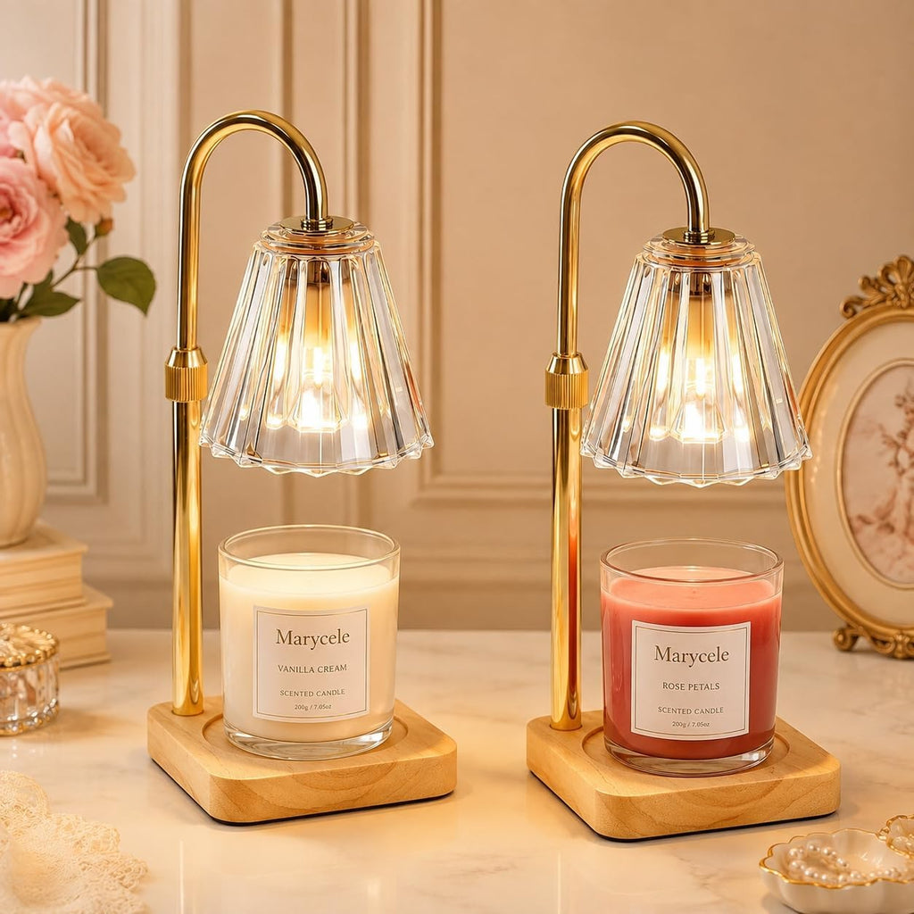 Marycele Candle Warmer Lamp with Timer for Yankee Candles, Adjustable Height Wax Melt Warmer, Birthday Gifts for Mom Women Sister, Vintage Glass Lamp, Christmas Decorations for Home Decor