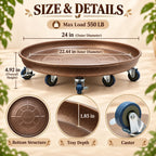 1 Pack 23 Inch Metal Plant Caddy, Copper