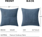 MIULEE Blue Decorative Euro Sham Pillow Covers 24x24 Inch - Image 6