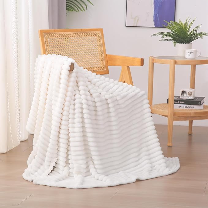 White Fleece Throw Blanket 50”×70” - Image 2