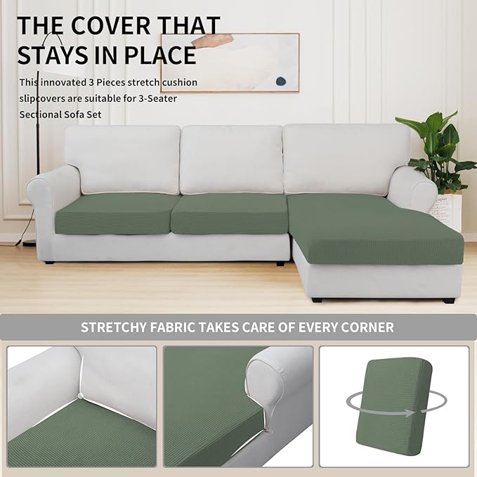 Easy-Going Stretch 3 Pieces Couch Cushion Covers - Image 5