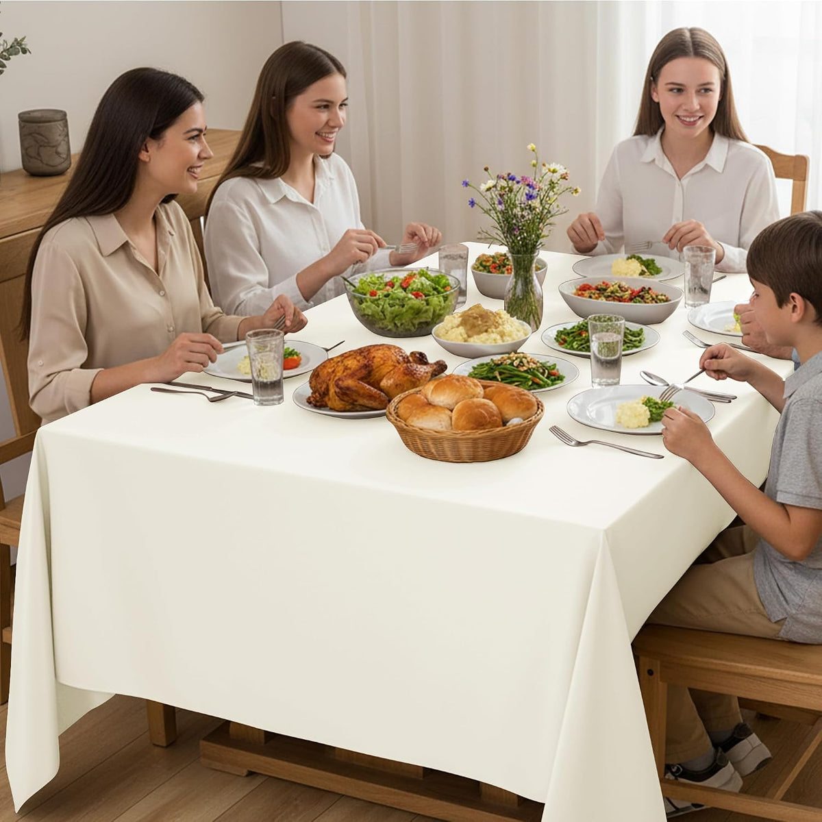10-Pack Ivory Tablecloths for Rectangle Tables, 60 x 102 Inches