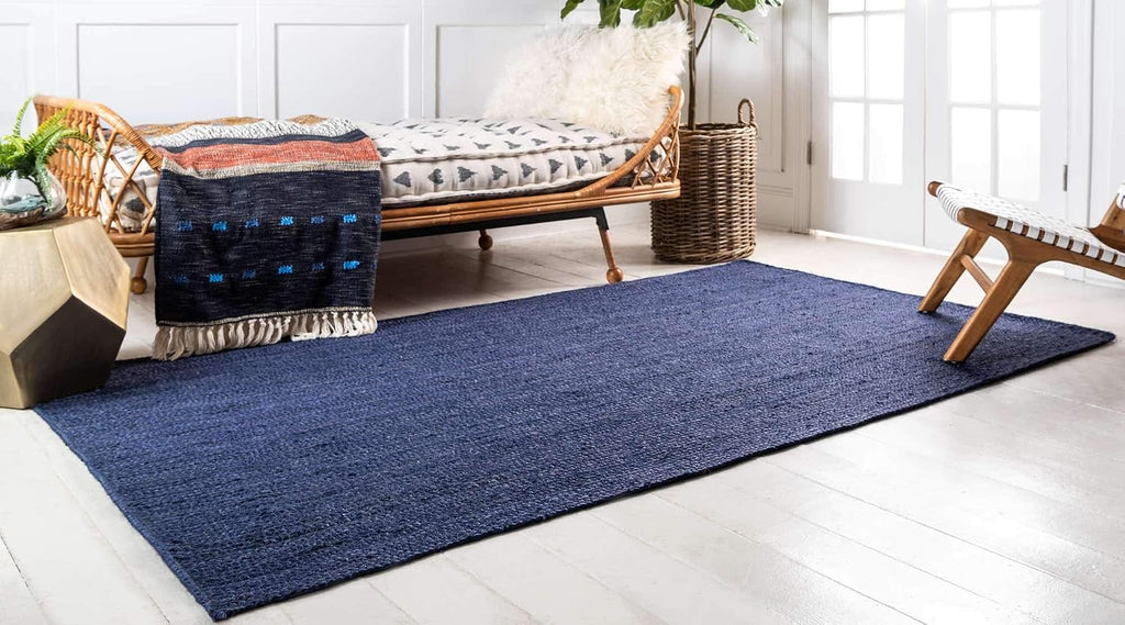 Unique Loom Braided Jute Collection Area Rug - Dhaka (9' x 12' Rectangle, Navy Blue)