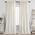 Cream Natural Linen Curtains 90 Inch Length 2 Panels Set by Nanspring