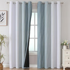 Estelar Textiler Stone Blue and Grayish White Blackout Curtains 108 Inches Long - Image 2