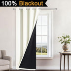 Yakamok 100% Cream Blackout Curtains - Image 2