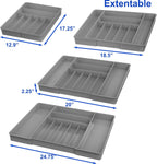 Simple Houseware Expandable Kitchen Drawer Flatware Organizer, Gray