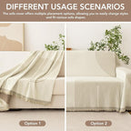 Boho Sofa Covers for 3 Cushion Couch, Chenille Sofa Slipcover for Pets Washable - Image 5