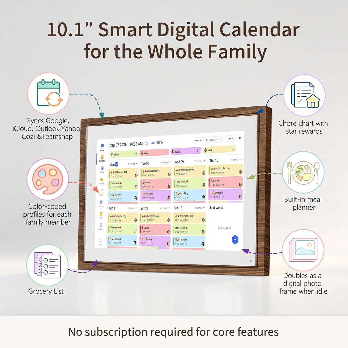 10.1" Digital Calendar, Full HD Smart Display for Family Organizer