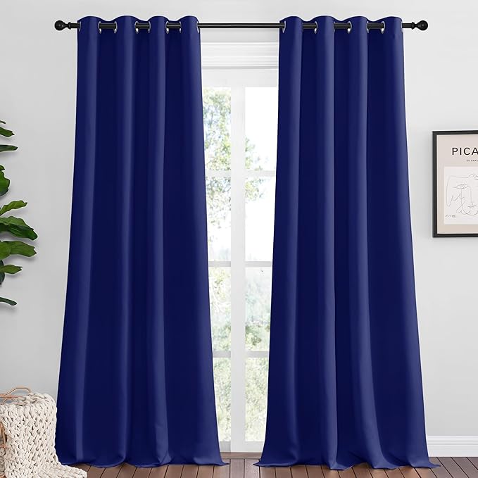 NICETOWN Navy Blue Blackout Curtains 120 inches Length by NICETOWN