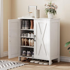 Homleke Farmhouse Shoe Cabinet with 2 Barn Doors & Wood Legs