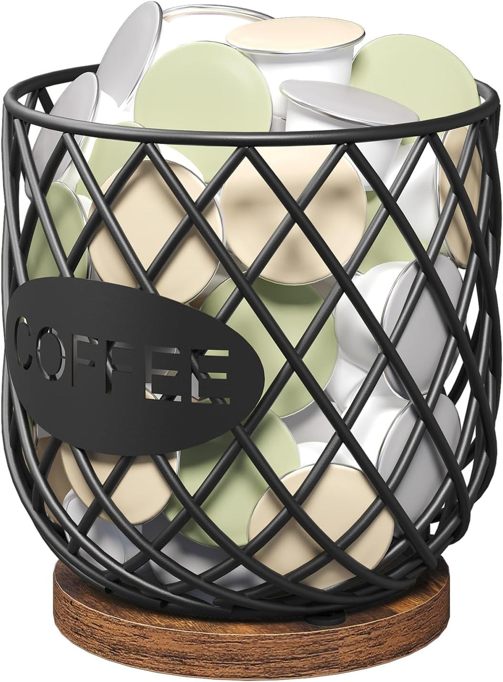 Coffee Pod Holder Organizer, Compatible with K Cup & Nespresso Vertuo Pods, Large Capacity Coffee Pod Basket, for Kitchen Countertop, Rustic Brown KH09BR