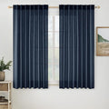 MIULEE Navy Blue Short Linen Curtains 45 Inch Length 2 Panels by MIULEE