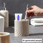 Bathroom Accessories Set, 4 PCS, Sandstone Look Leaf Beach Style