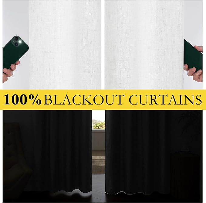 NICETOWN 100% Absolutely Blackout Linen Curtains - Image 4