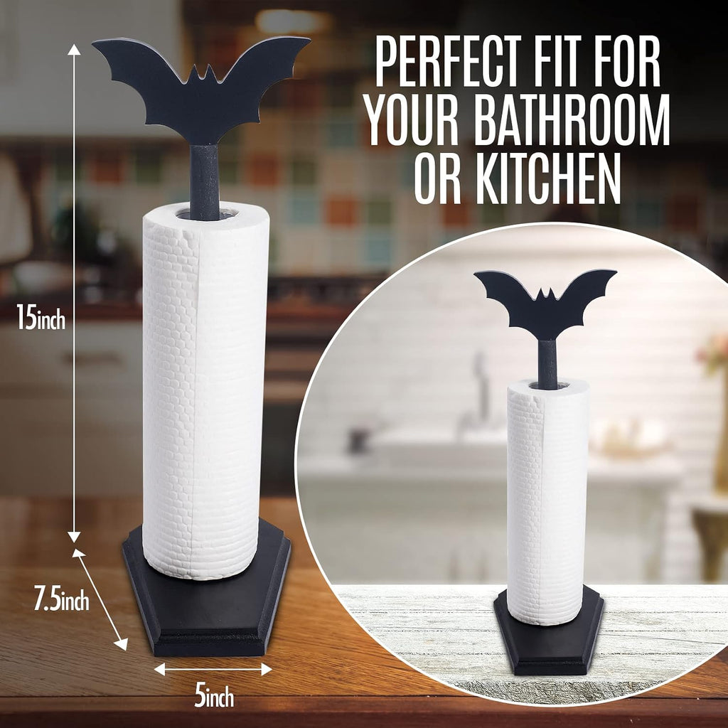 Bat Paper Towel Holder - Halloween Decor for Kitchen and Bathroom - Gothic Home Decor for Oddities and Curiosities - Goth Accessories for Countertop Stand - Witchy Gifts for Women