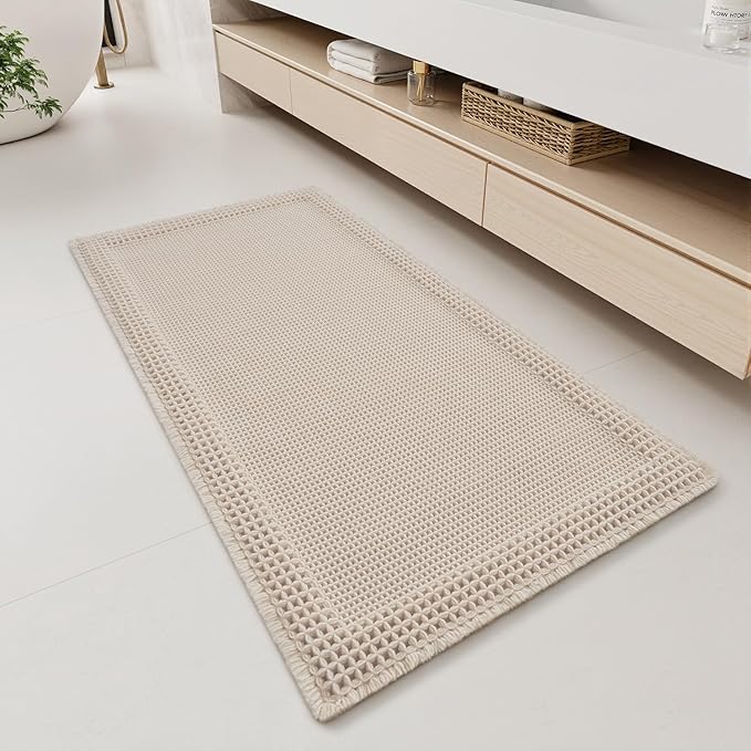 RESARE Waffle Bathroom Runner Rugs, Super Absorbent Bath Mat Non Slip Washable by Resare