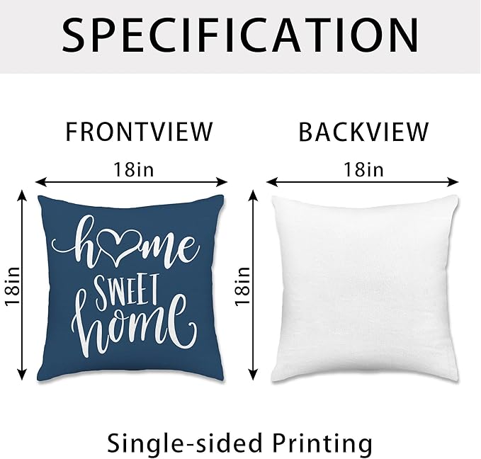 Hexagram Geometric Blue Pillow Covers 18x18 Set of 4, Decorative Outdoor Boho - Image 4