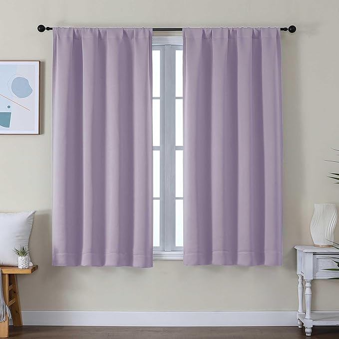 Simplebrand Ava Lilac Short Blackout Curtains by Simplebrand
