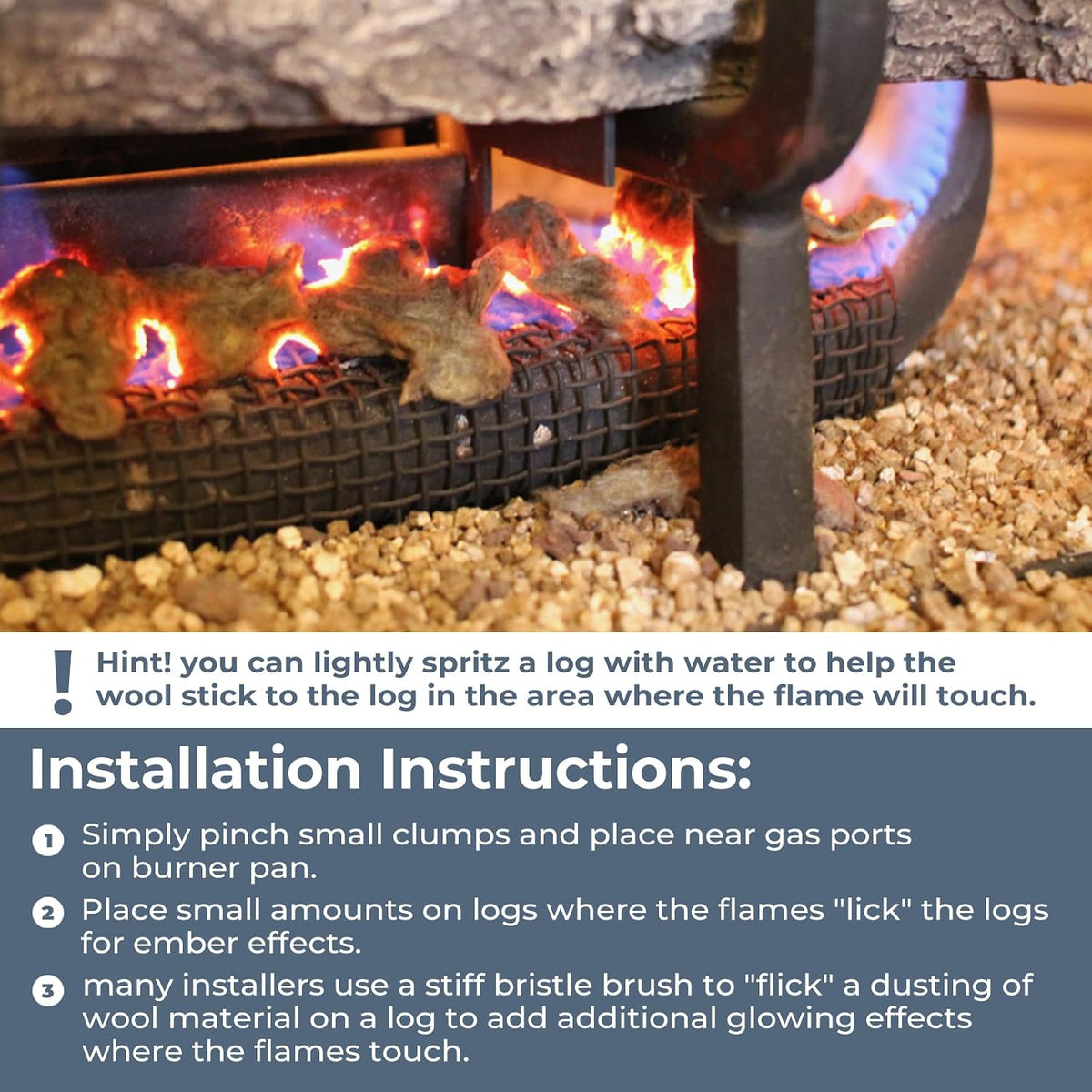 Glowing Embers Rock Wool & Mica Flakes, Gas Fireplace Embers - 8 Oz Bag