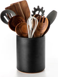 Nucookery Ceramic Kitchen Utensil Holder for Countertop, 6.4" Stone Black