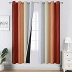 Estelar Textiler Burnt Orange and Greyish White Ombre Blackout Curtains by ESTELARTEXTILER