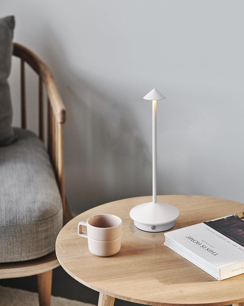 Modern Cordless Table Lamp Set of 2, White Portable LED Desk Lamps