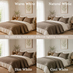 Oversized King Size Cotton Quilt Bedding Set with 2 Pillow Shams,120"x120" Breathable Coverlet Bedspread All Season, Textured Like Linen, Anti-Slip No Wrinkle Comforter Cover,Brown