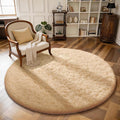 Ophanie Round Rug 4Ft Beige Circle Area Rug, Fluffy Fuzzy Small Bedroom Carpet by Ophanie