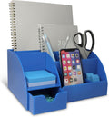 Blue Desk Organizer, 9 Compartments, Office Supplies and Desk Accessories Organizer, Pen Holder Decor Desktop (Blue)