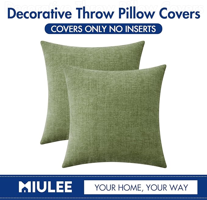 MIULEE Pack of 2 Couch Throw Pillow Covers 24x24 Inch Spring Soft Sage Green - Image 6