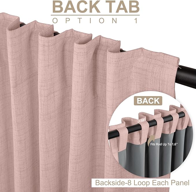 100% Blackout Shield Blush Linen Blackout Curtains - Image 3
