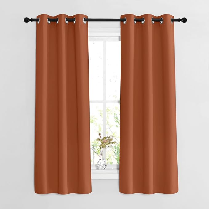 NICETOWN Blackout Burnt Orange Curtains 63 inch Length 2 Panels by NICETOWN