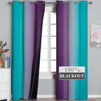 Teal Blackout Curtains 84 Inches Long, Ombre Purple Blackout Curtains - Image 2
