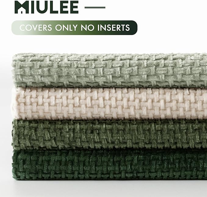 MIULEE Pack of 4 Couch Throw Pillow Covers 16x16 Inch Neutral Green Soft - Image 6